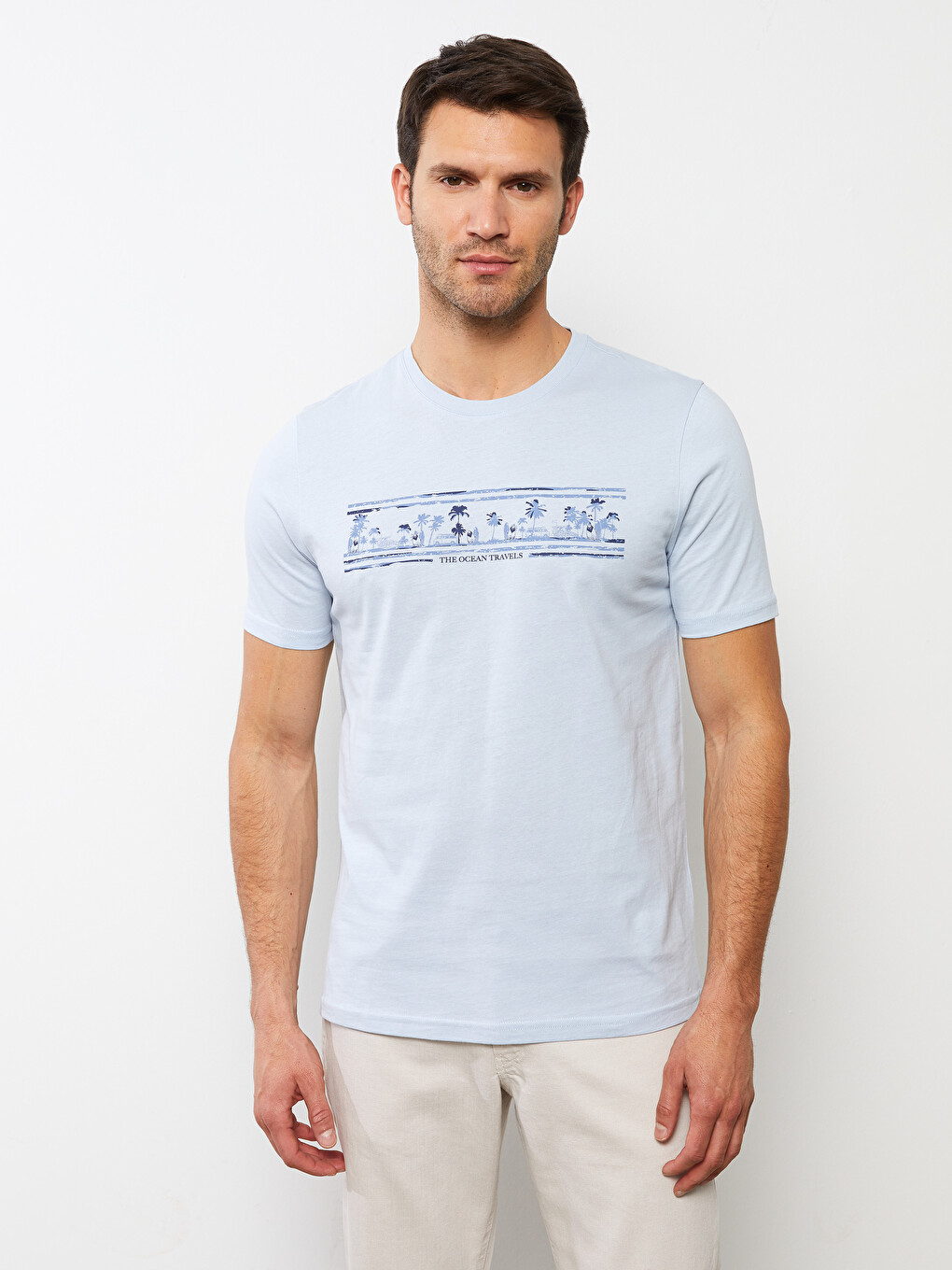 Crew Neck Short Sleeve Printed Combed Cotton Men's T-shirt -S2J109Z8 ...