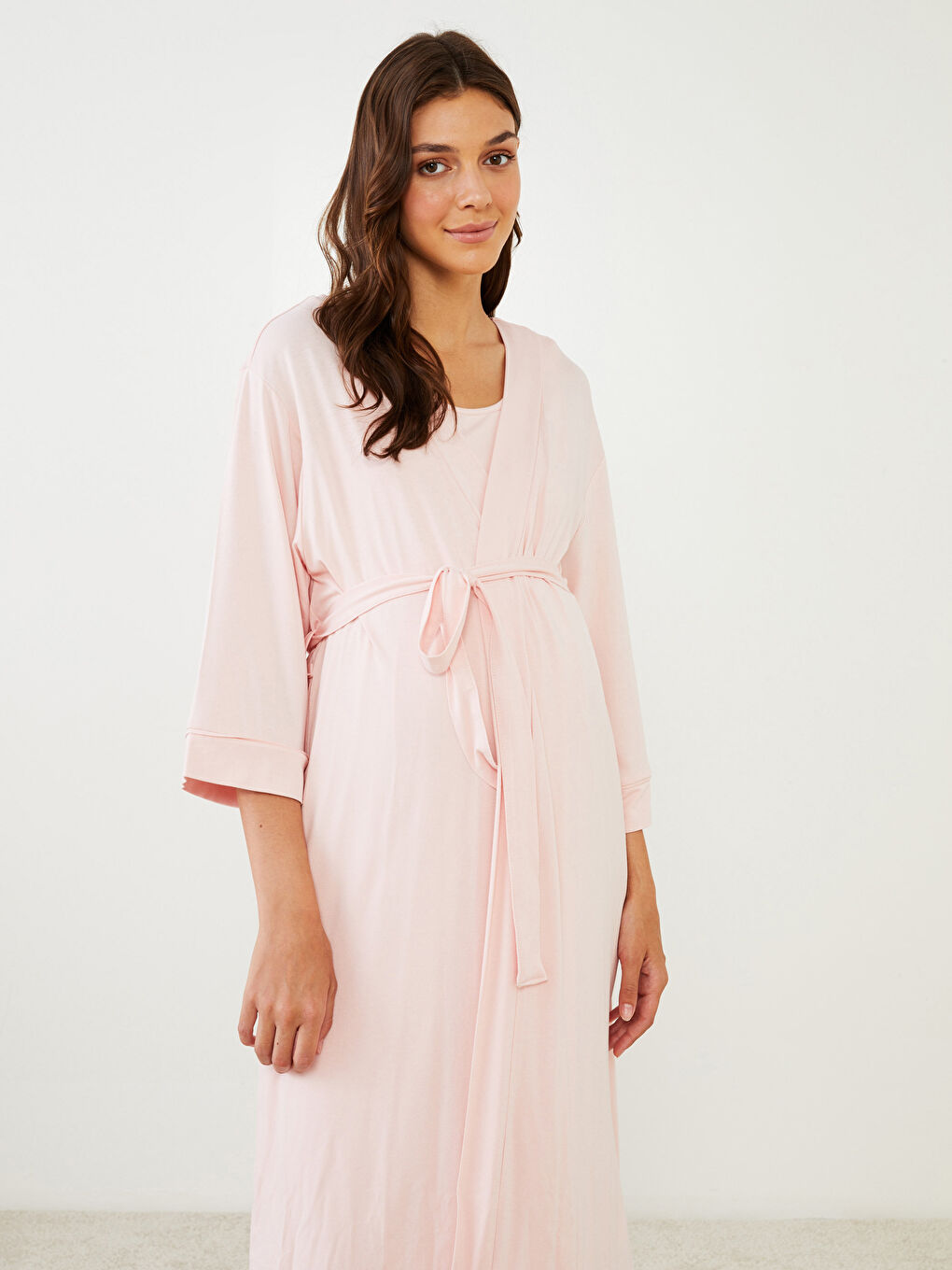 Shawl Collar Straight Long Sleeve Maternity Dressing Gown S2KH30Z8G4V