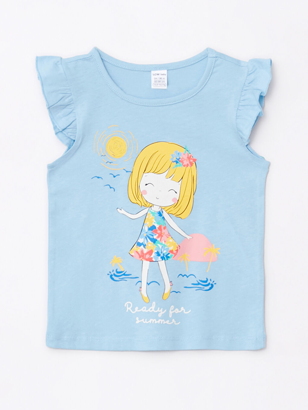 Crew Neck Short Sleeve Printed Cotton Baby Girl TShirt 2Pack