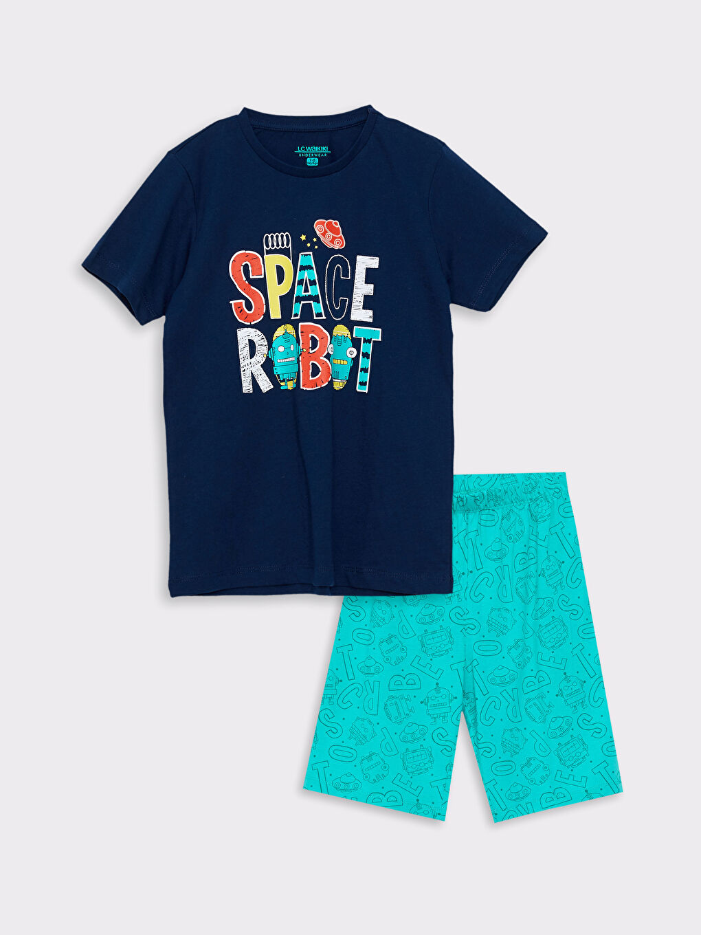 Crew Neck Printed Short Sleeve Boy's Short Pajamas Set S2MC55Z4JC7