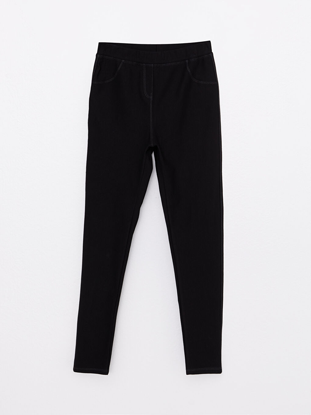 Buy LC Waikiki Elastic Waist Plain Cotton Leggings In Black