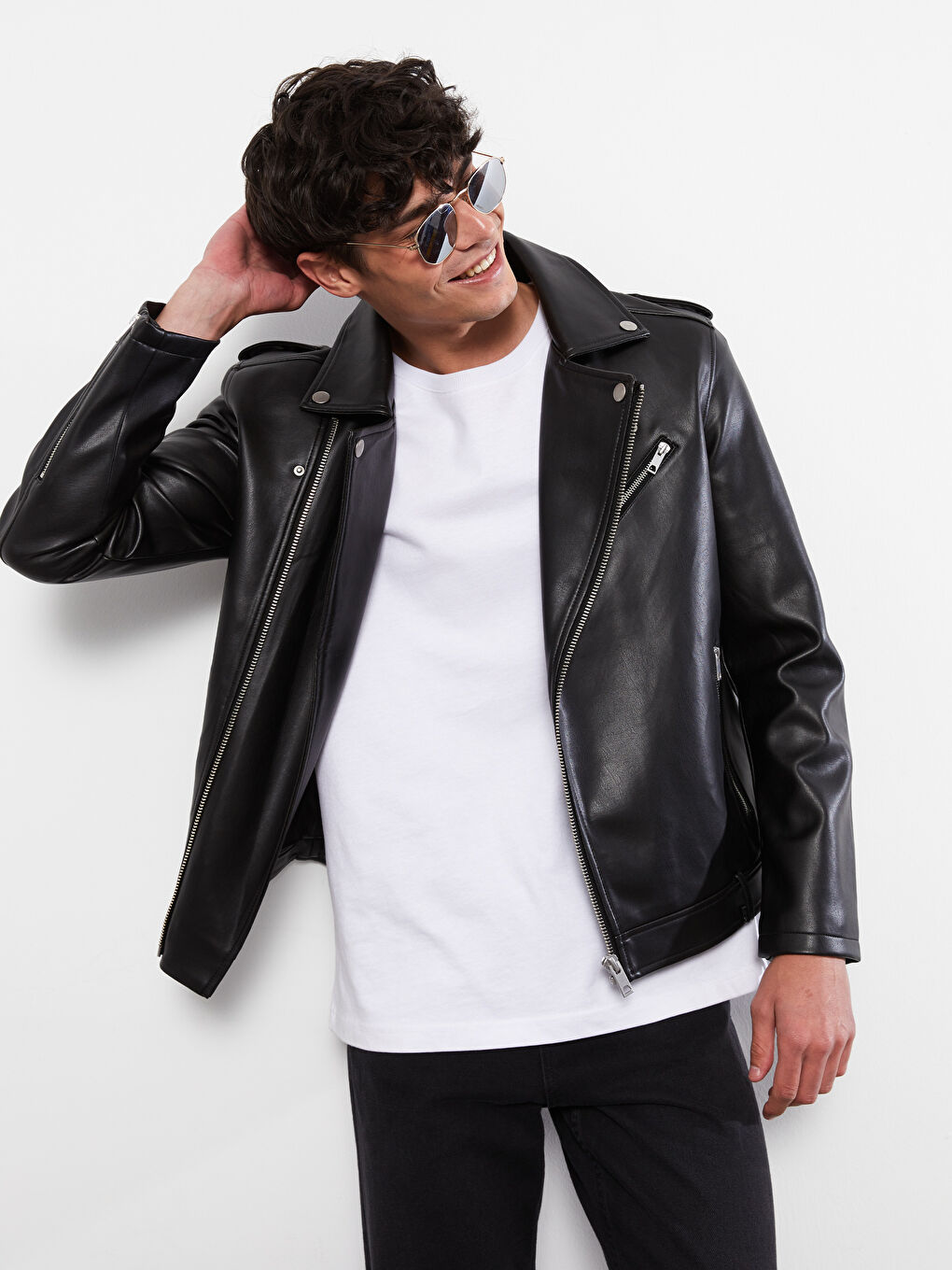 Lcw casual leather on sale jacket