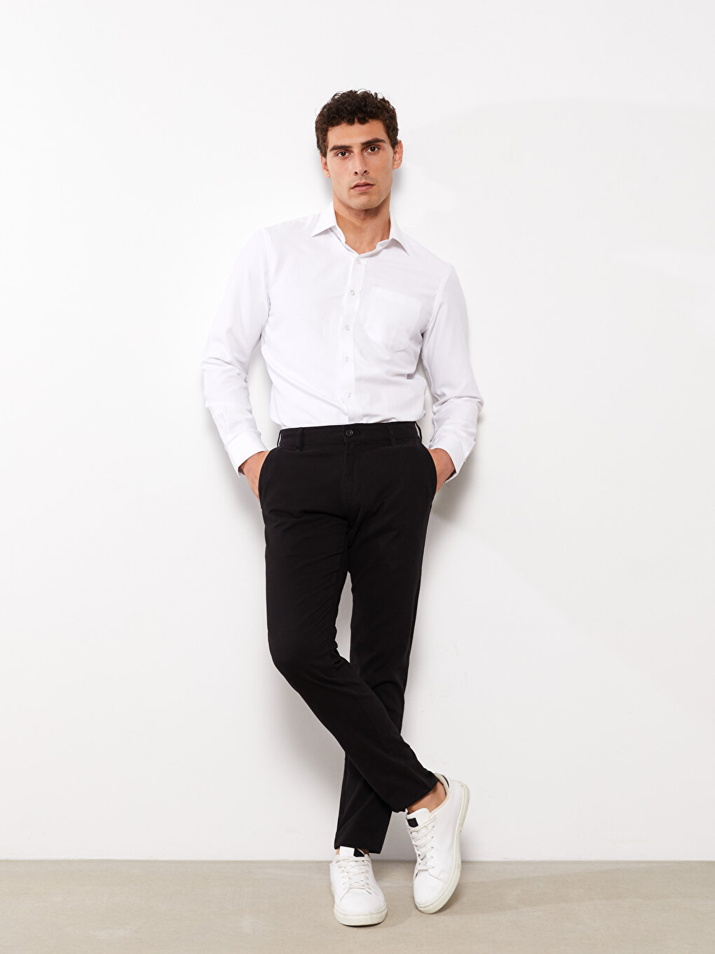 Buy Cotton Colors Men Navy Blue Narrow Fit Solid Regular Trousers online   Looksgudin