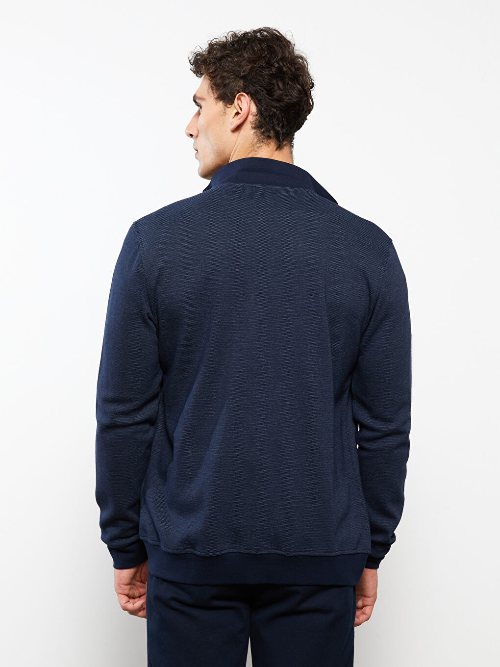 Standard Fit Stand Up Collar Men's Sports Cardigan -W23227Z8