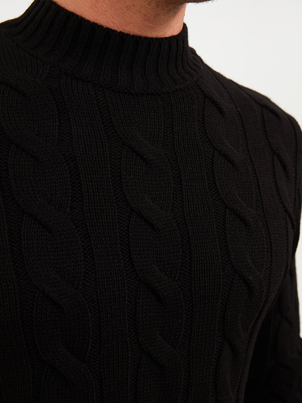 Half Turtleneck Long Sleeve Men's Tricot Sweater -W23415Z8-CVL ...