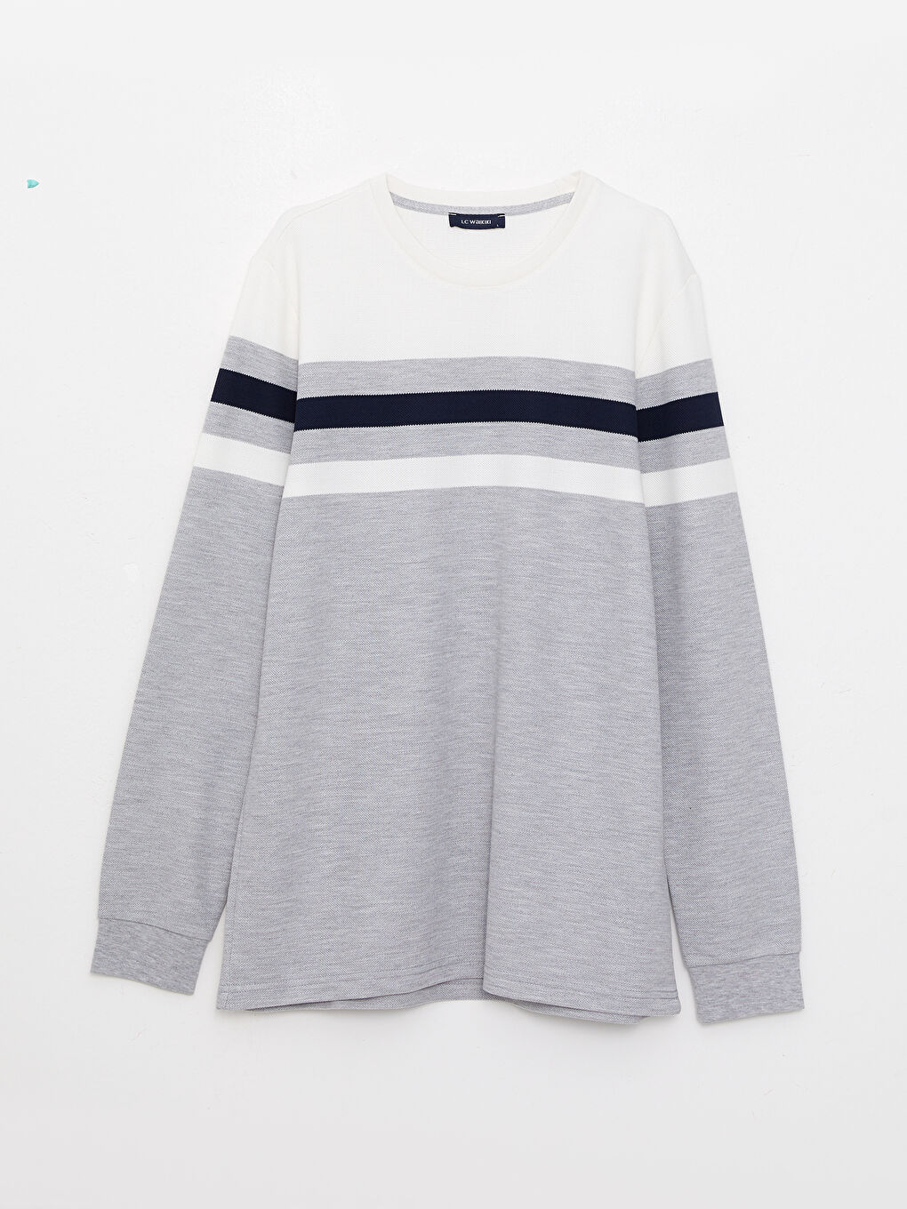 Crew Neck Long Sleeve Striped Men's Sweatshirt -W23660Z8-EHG