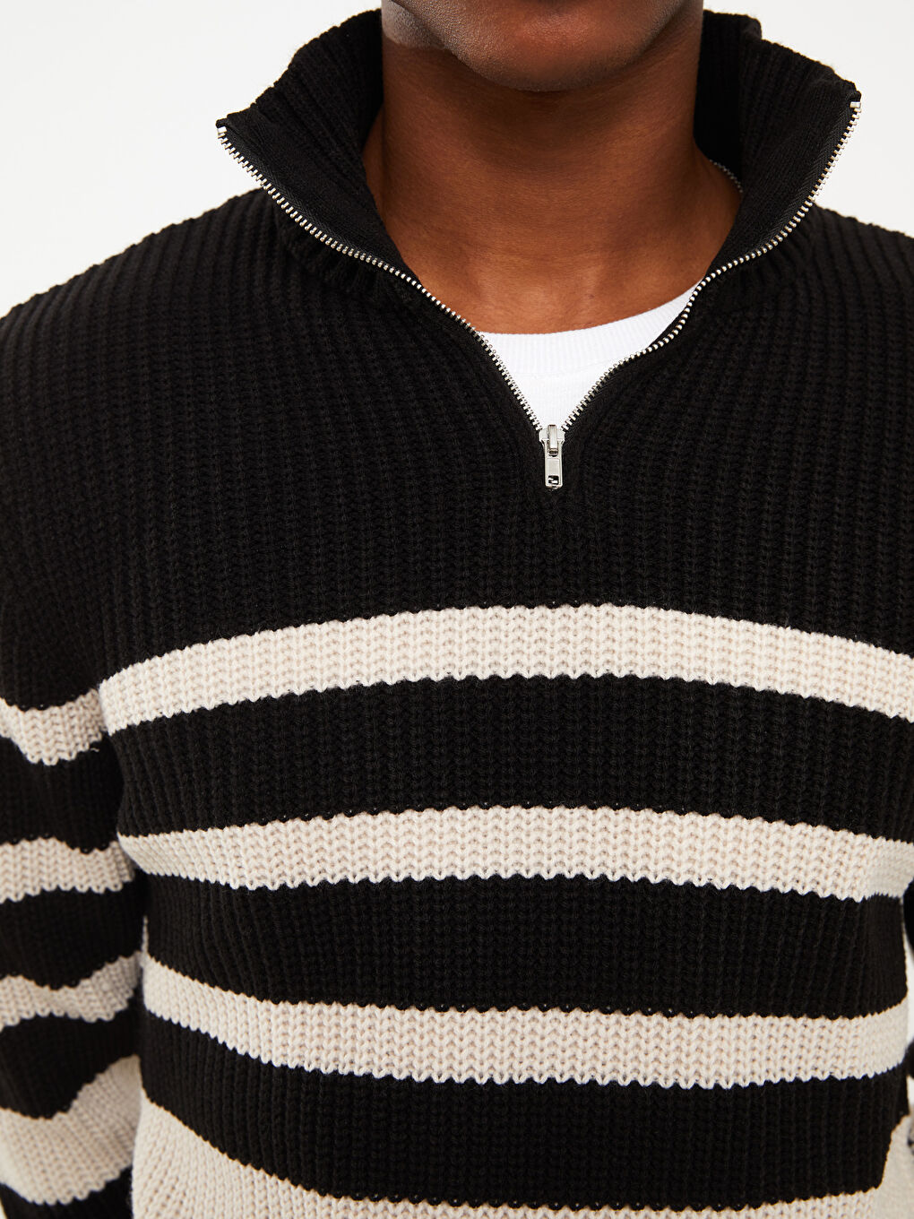 LC WAIKIKI Funnel Neck Long Sleeve Striped Men's Knitwear