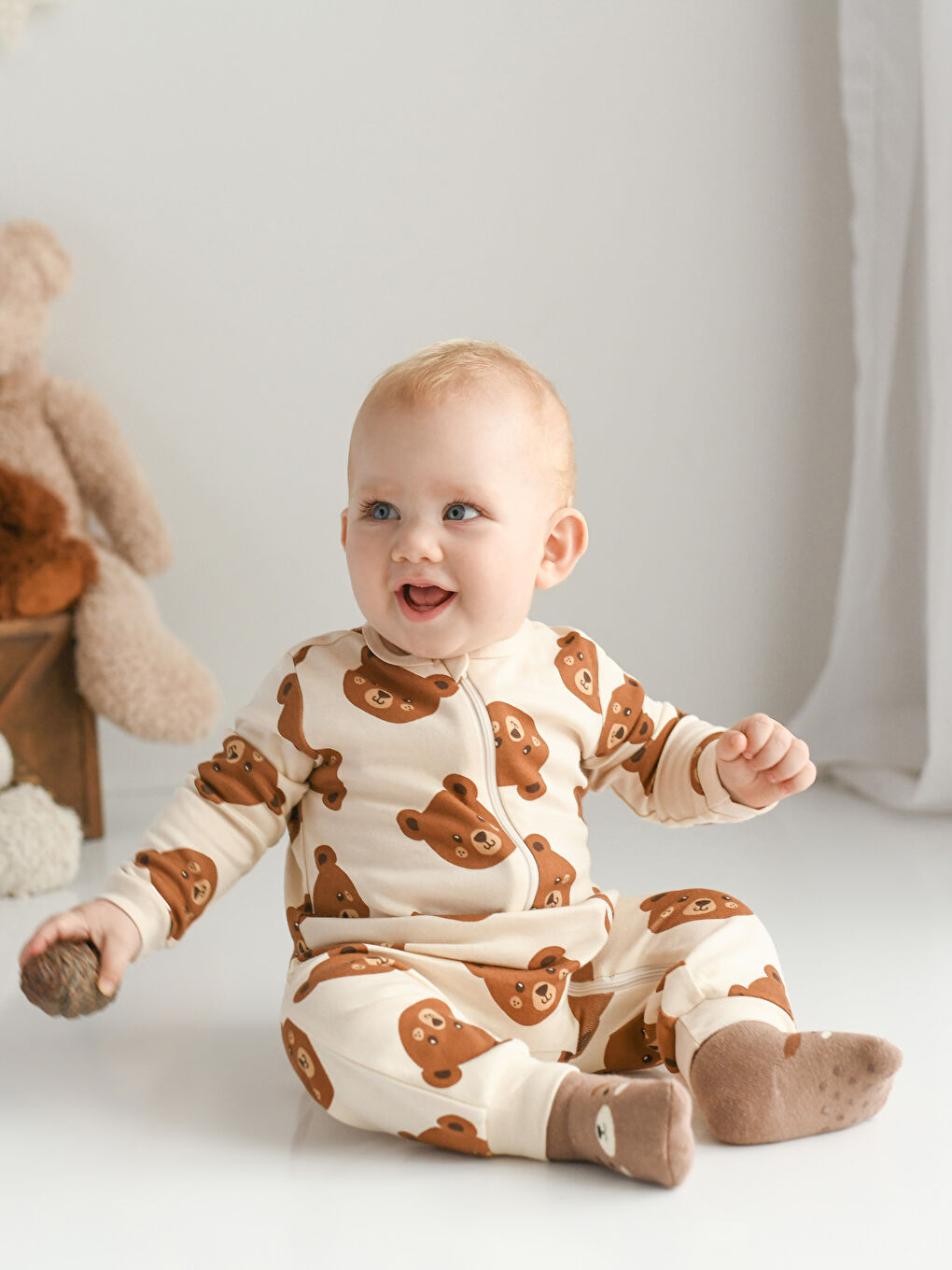 Crew Neck Long Sleeve Printed Baby Boy Jumpsuit 2Pack W24357Z1RRM