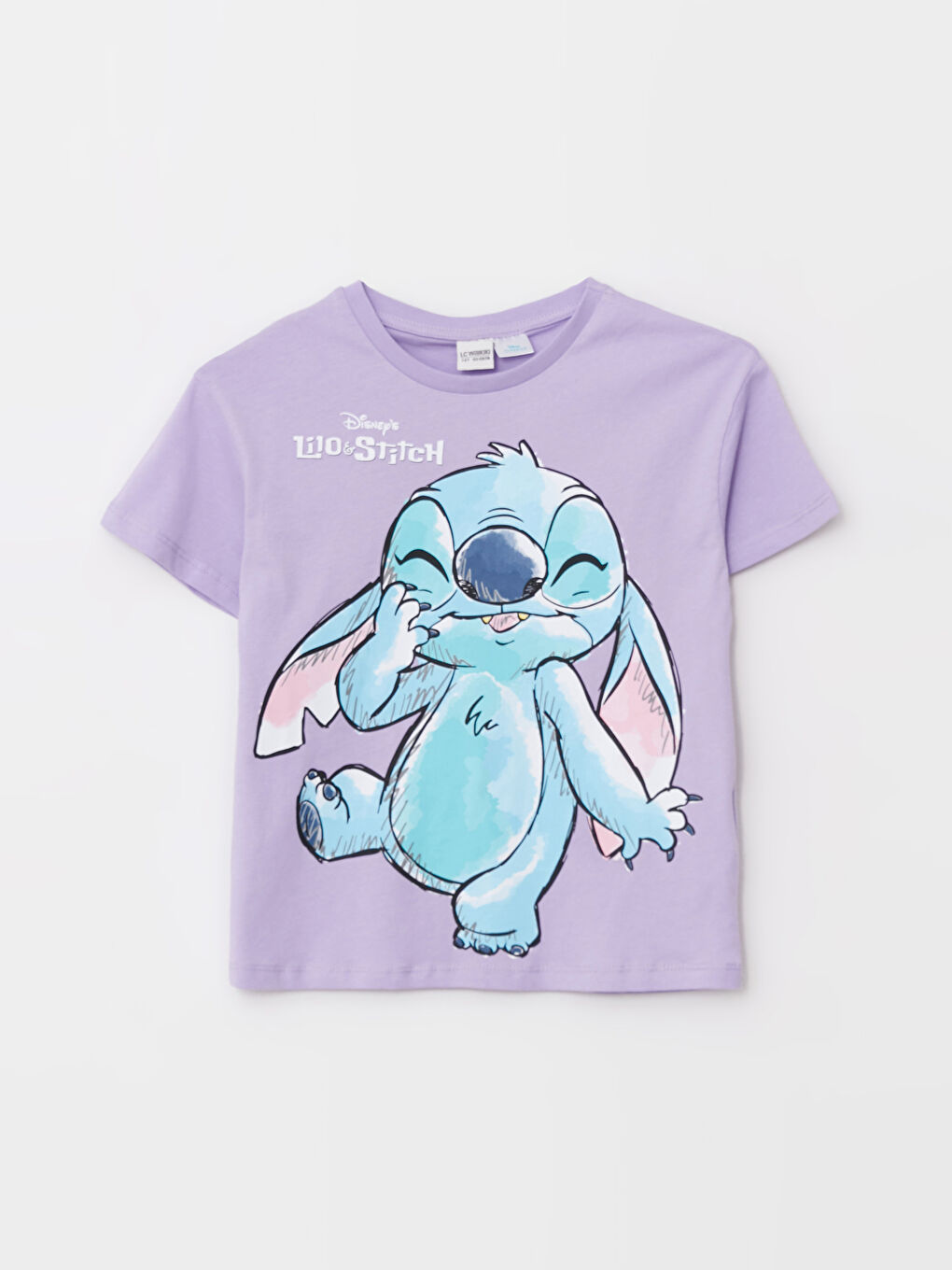 Crew Neck Lilo and Stitch Printed Long Sleeve Girl's T-Shirt -W24949Z4 ...