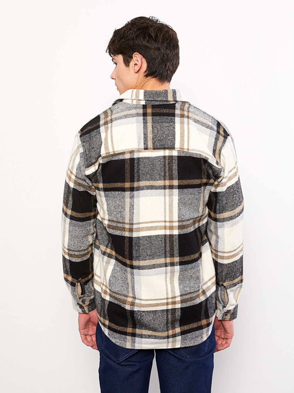 Regular Fit Long Sleeve Plaid Men's Shirt Jacket -W25475Z8-LLL ...