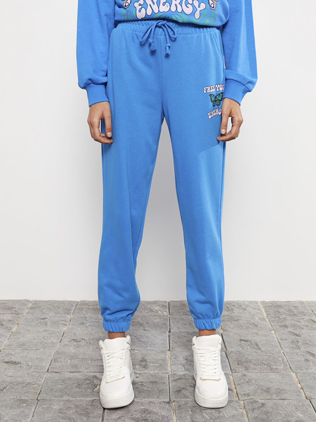 New girl order flame sales blue & pink jogger sweatpants