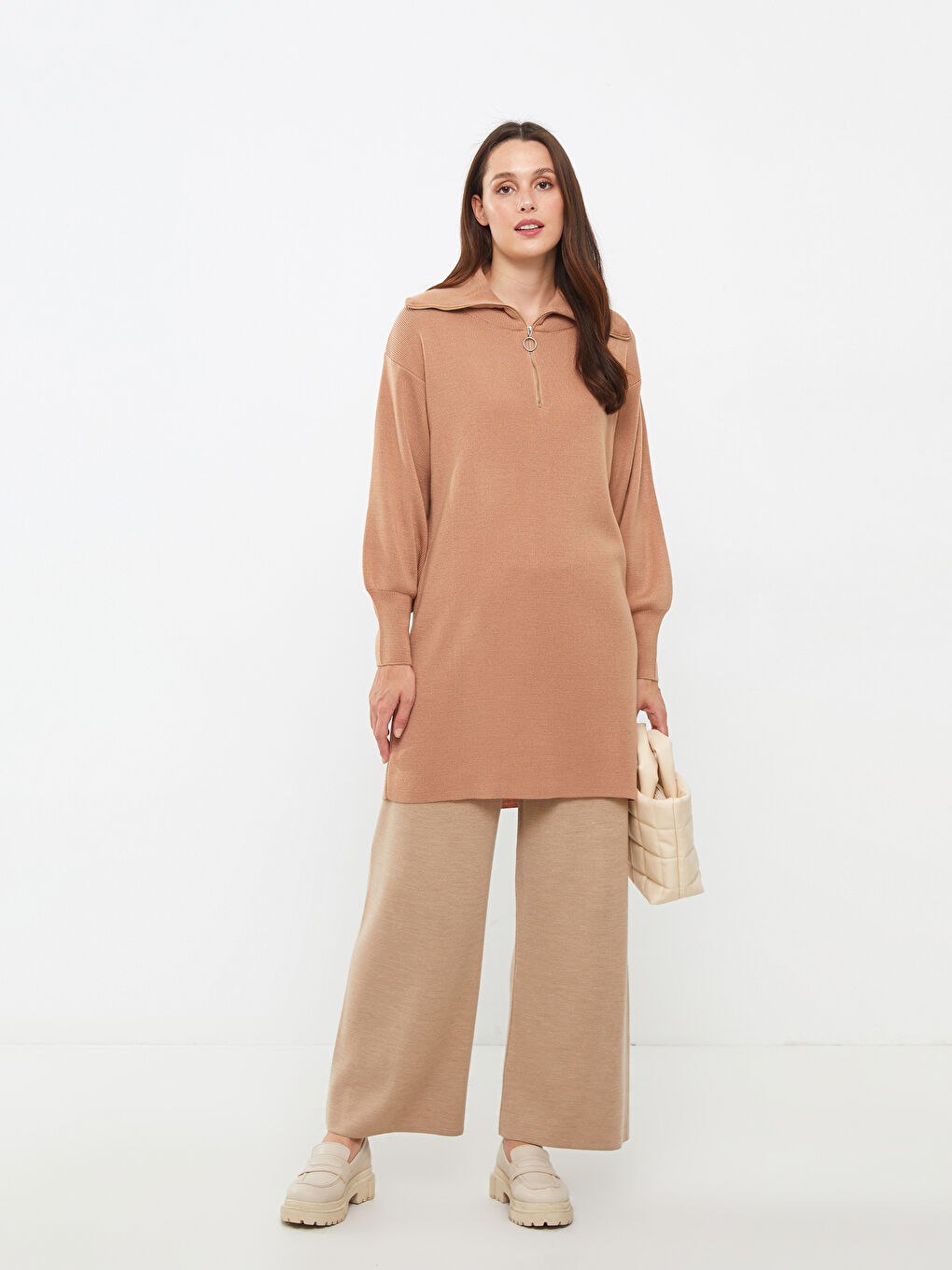 上品コーデはコレで安心！ Sleeve Long Plain Turtleneck Women's Tunic Knitwear トップス
