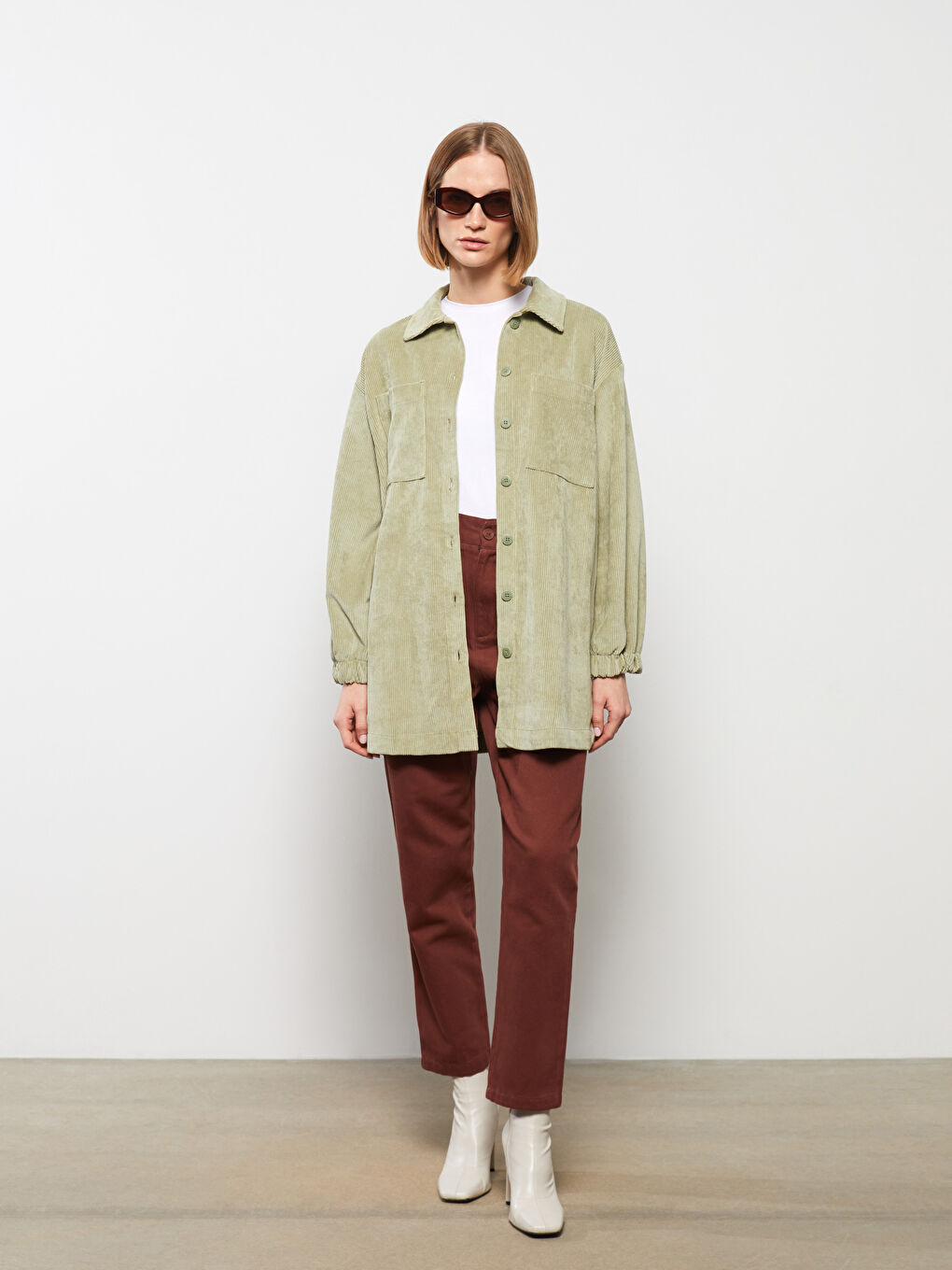 Plain Long Sleeve Velvet Women Shirt Jacket W27741Z8GHY W27741Z8