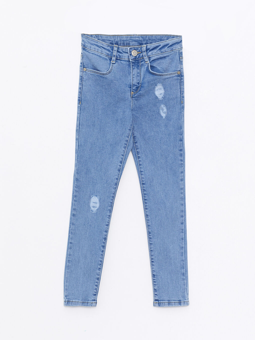 Buy TINY GIRL Blue Denim Solid Denim Regular Fit Girls Trousers | Shoppers  Stop