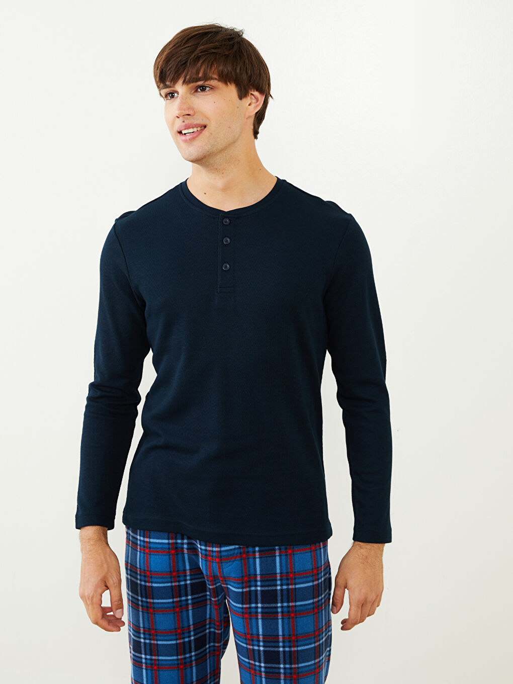 Crew Neck Long Sleeve Men's Pajama Top W27929Z8E1J W27929Z8E1J