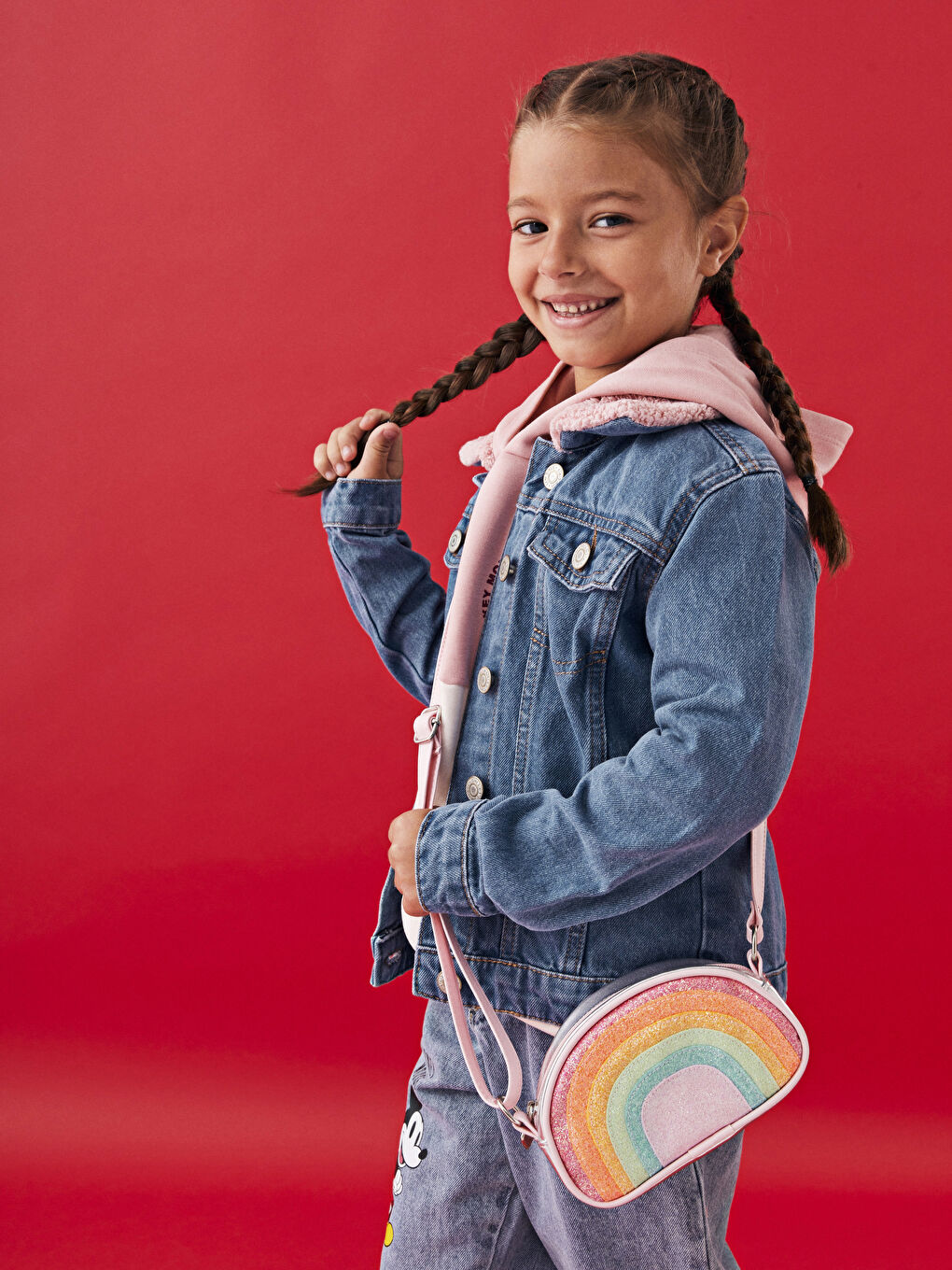 Shirt Neck Minnie Mouse Printed Girl Jean Jacket W28000Z4 H45 