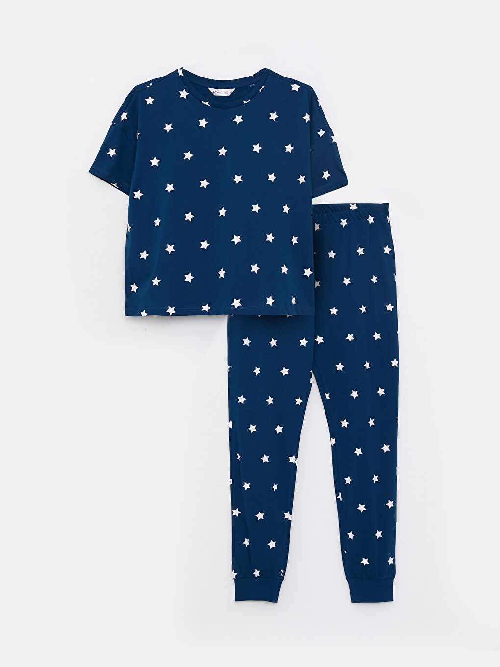 Crew Neck Polka Dot Short Sleeve Cotton Women's Pajamas Set W28456Z8