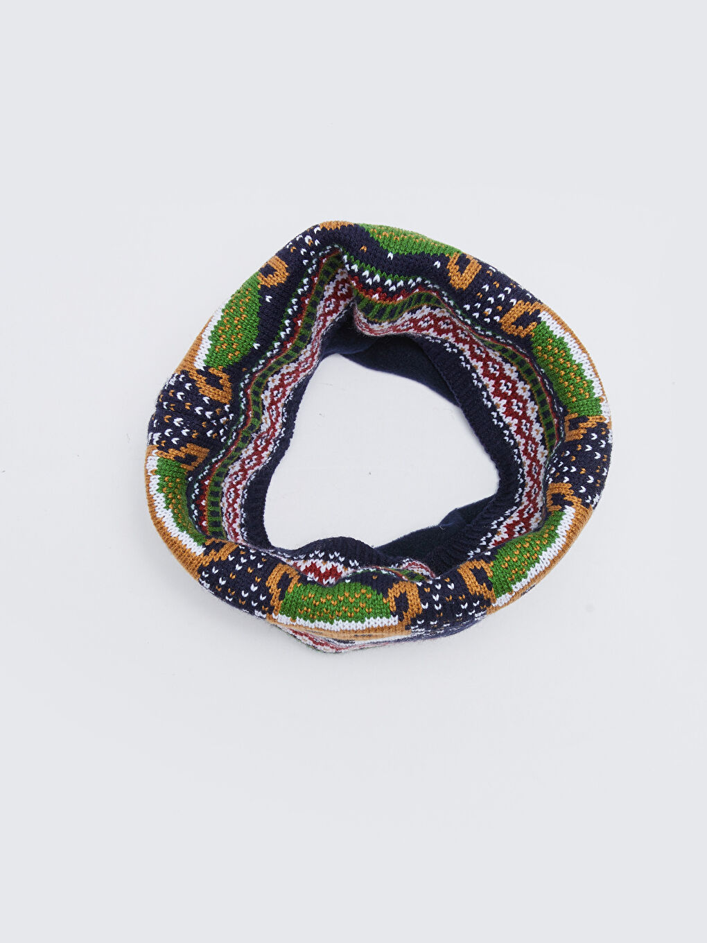 Patterned Pompom Boy Knitwear Hat And Neck Collar -W29079Z4 Patterned Pompom Boy Knitwear Hat And Neck Collar -W29079Z4
