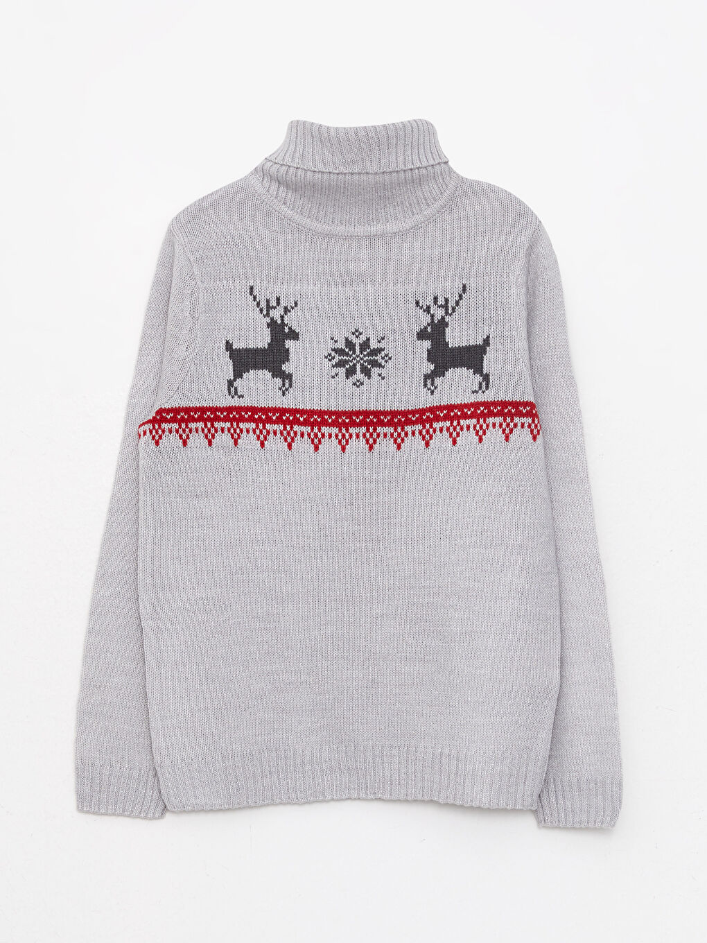 LC WAIKIKI მაღალყელიანი ნაბეჭდი გრძელმკლავიანი ბიჭის ტრიკოტაჟის სვიტერი -W2AL76Z4-LAL