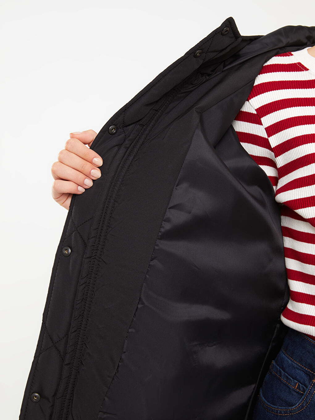 Hooded Quilted Patterned Long Sleeve Women's Puffer