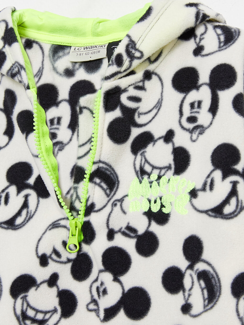 Hooded Mickey Mouse Patterned Long Sleeve Fleece Girl's Sweatshirt  -W2BR75Z4-LRA - W2BR75Z4-LRA - LC Waikiki