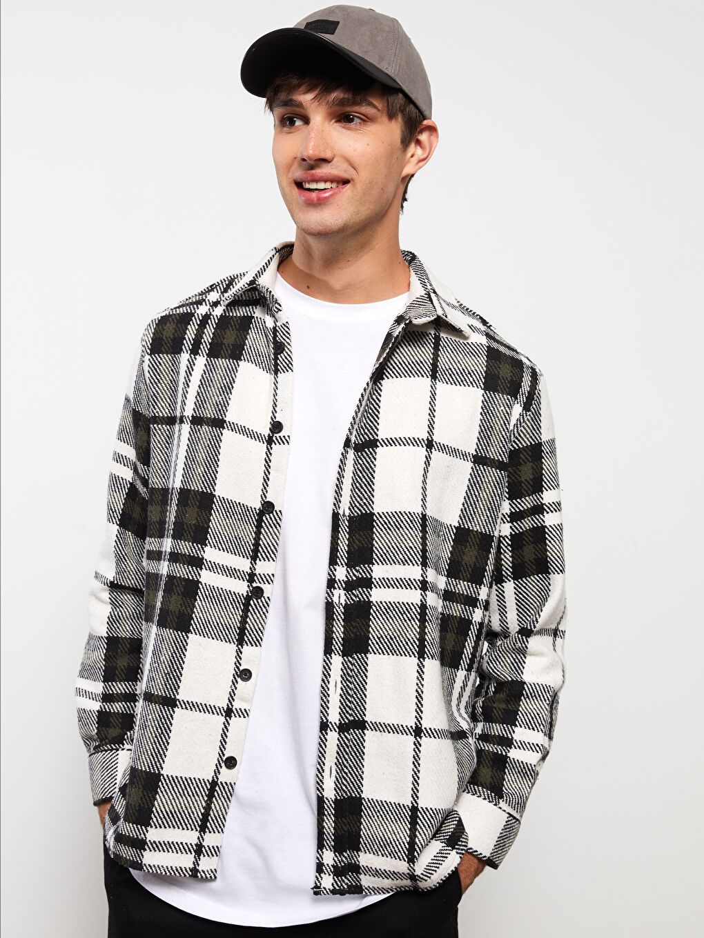 Regular Fit Long Sleeve Plaid Men's Lumberjack Shirt Jacket W2CM65Z8