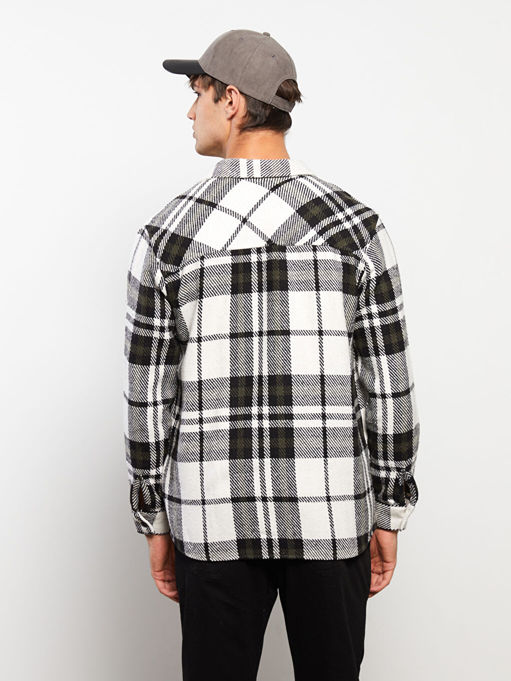 Regular Fit Long Sleeve Plaid Men's Lumberjack Shirt Jacket W2CM65Z8