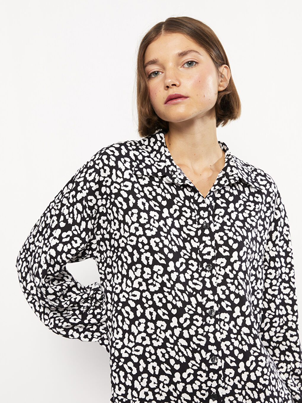 Shirt Neck Patterned Long Sleeve Viscose Women s Dress W2CY99Z8 LQJ shirt-neck-patterned-long-sleeve-viscose-women-s-dress-w2cy99z8-lqj