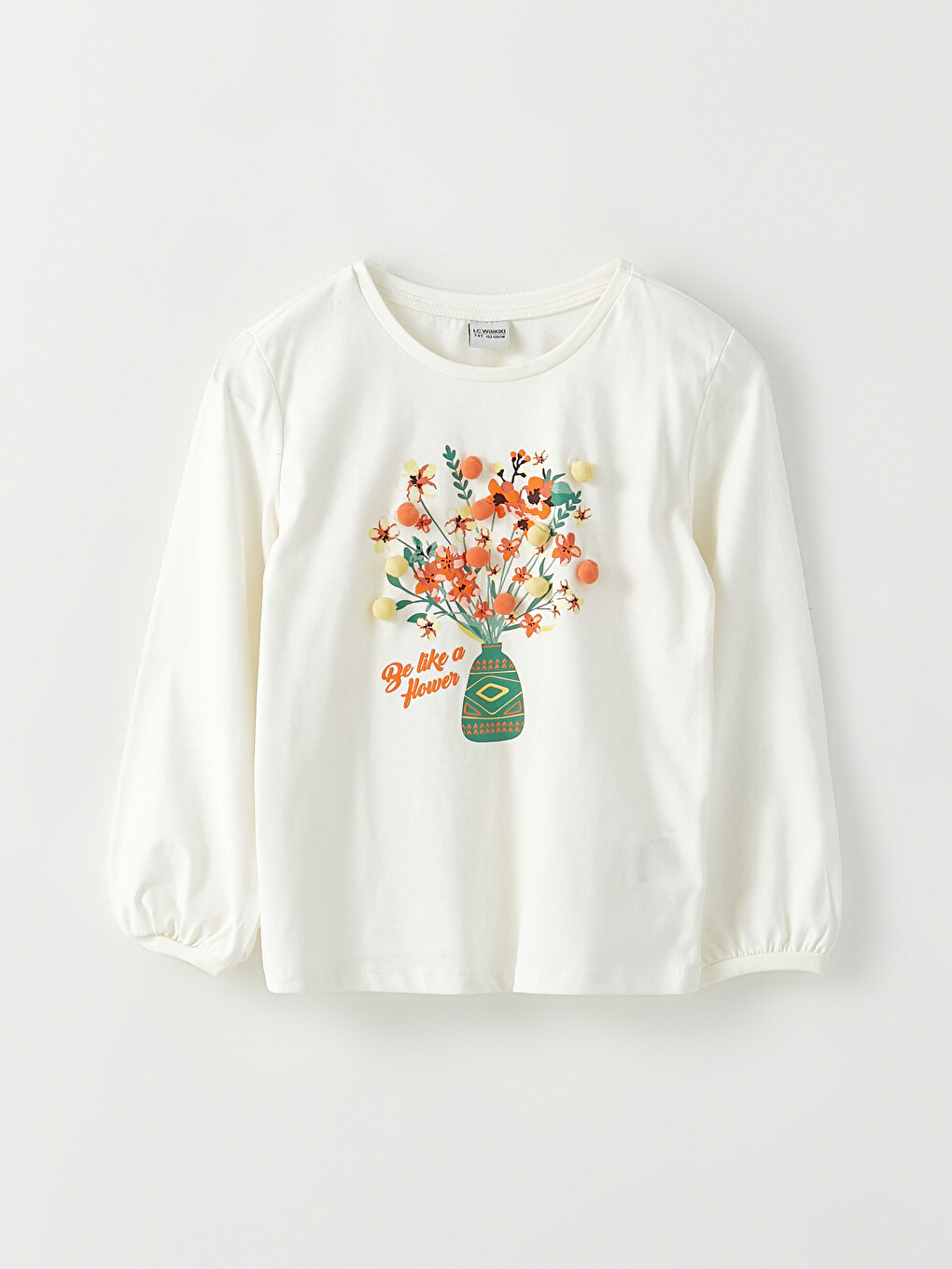T-Shirt Manches Longues à Volants Pour Fille - Haut Coton Col Rond Confortable Et Élégant