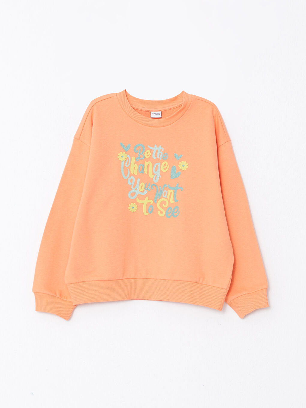 Crew Neck Printed Long Sleeve Girl Sweatshirt W2EP09Z4FJG W2EP09Z4