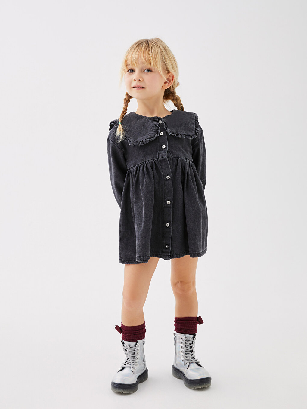 Buy Bold N Elegant Girl's Short Sleeve Front Open Stylish Cotton Denim Dress  Frock Tunic with PU Leather Belt and Pockets for Infant Toddler Baby Girls  (6-12 Months, Dark Blue) at Amazon.in