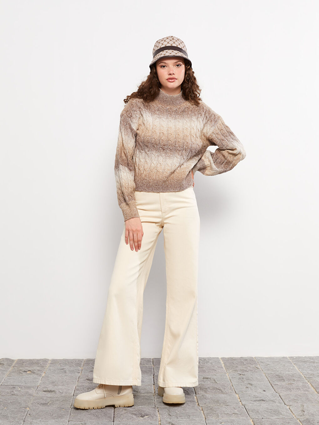 LC WAIKIKI Funnel Neck Patterned Women's Knit Sweater
