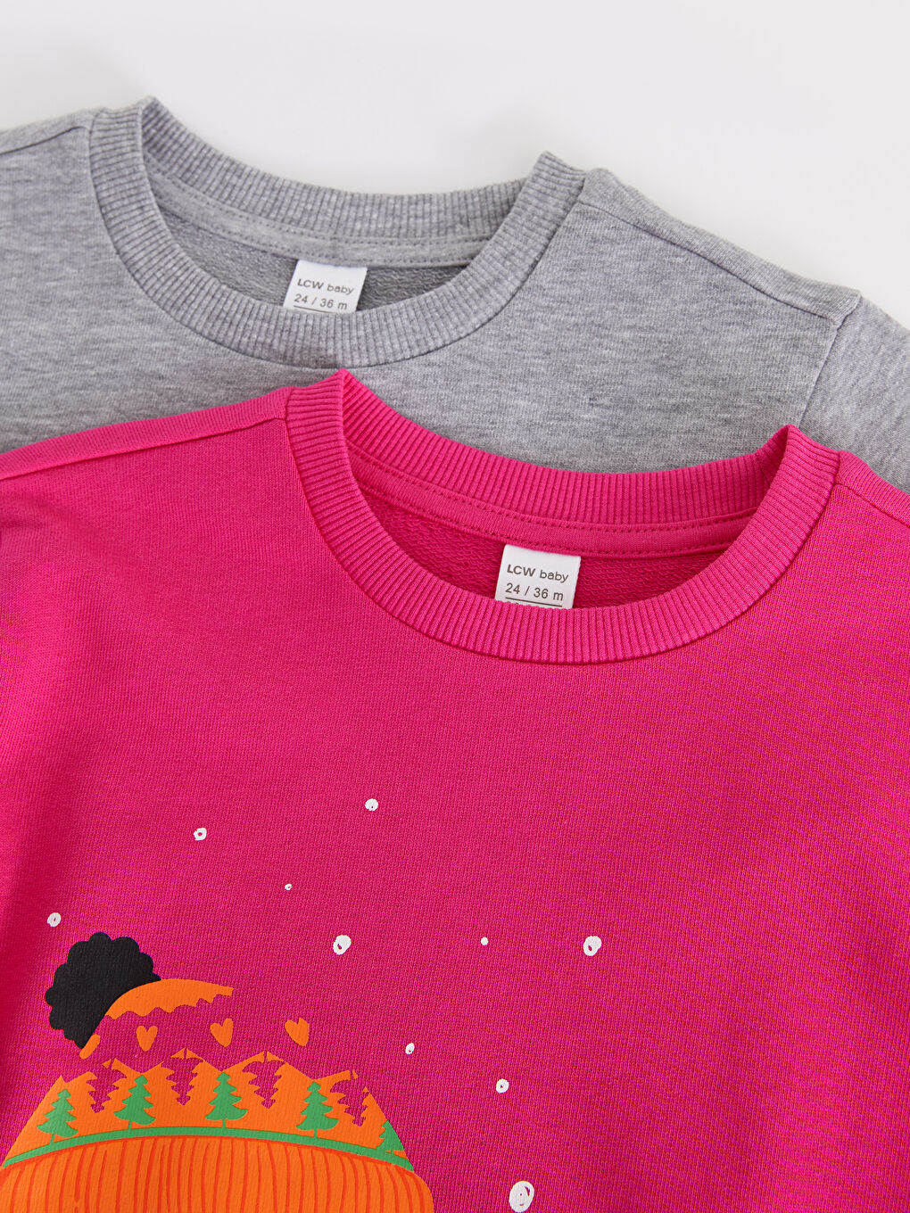 Crew Neck Long Sleeve Printed Baby Girl Sweatshirt 2-Pack