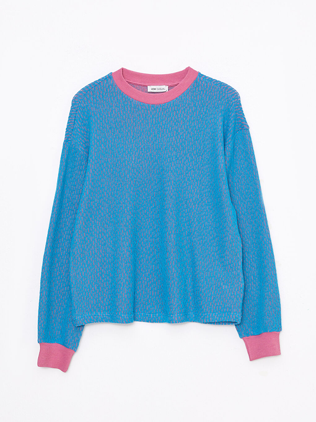 Crew Neck Self Patterned Long Sleeve Women s Sweatshirt W2IG89Z8