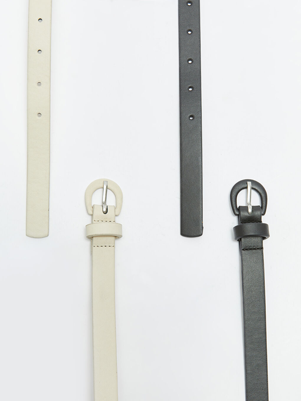 Leather Look Slim Woman Belt 2 Pack -W2IJ76Z8-SCQ - W2IJ76Z8