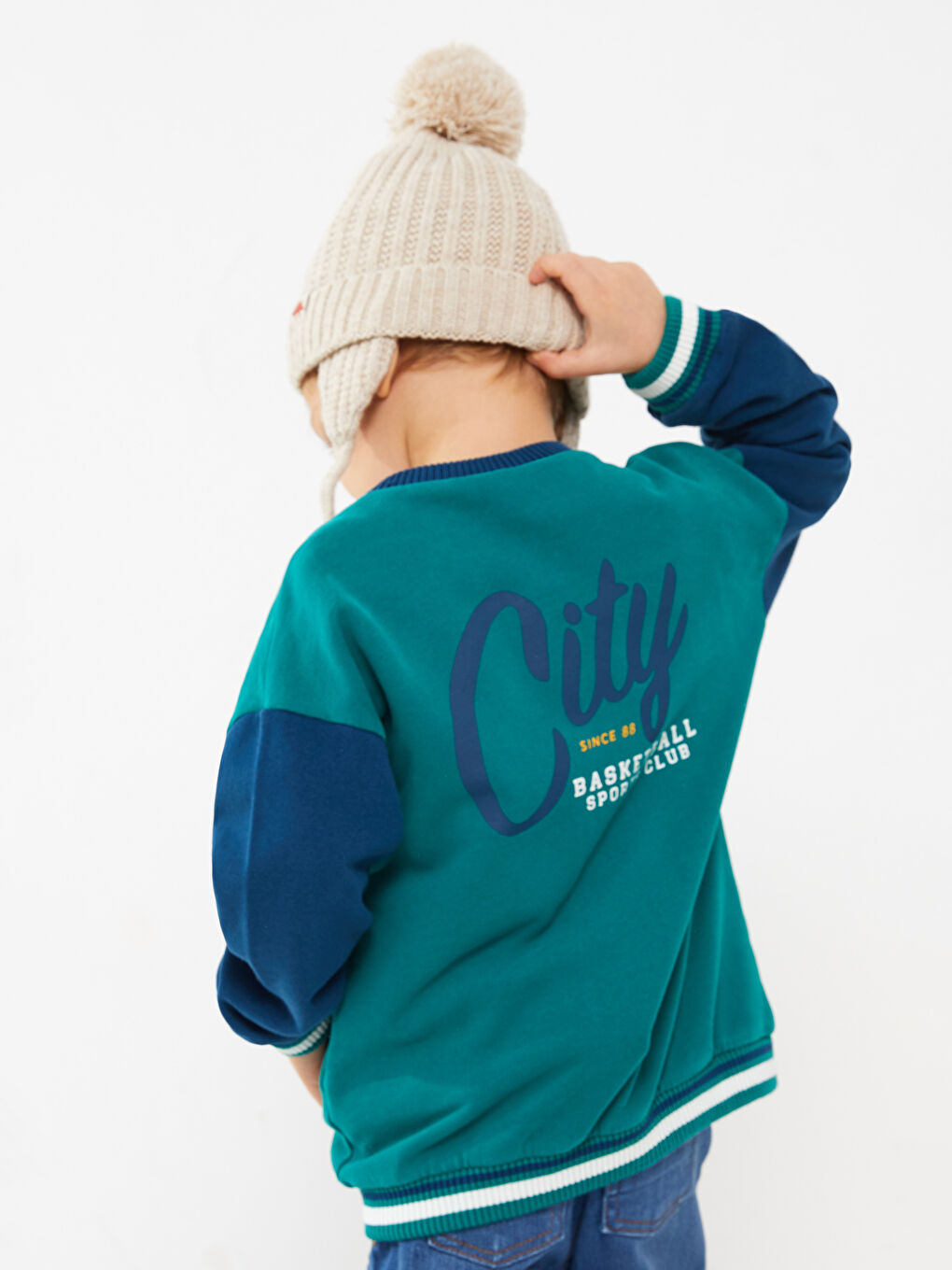 College Neck Long Sleeve Baby Boy Bomber Jacket W2J858Z1KVC