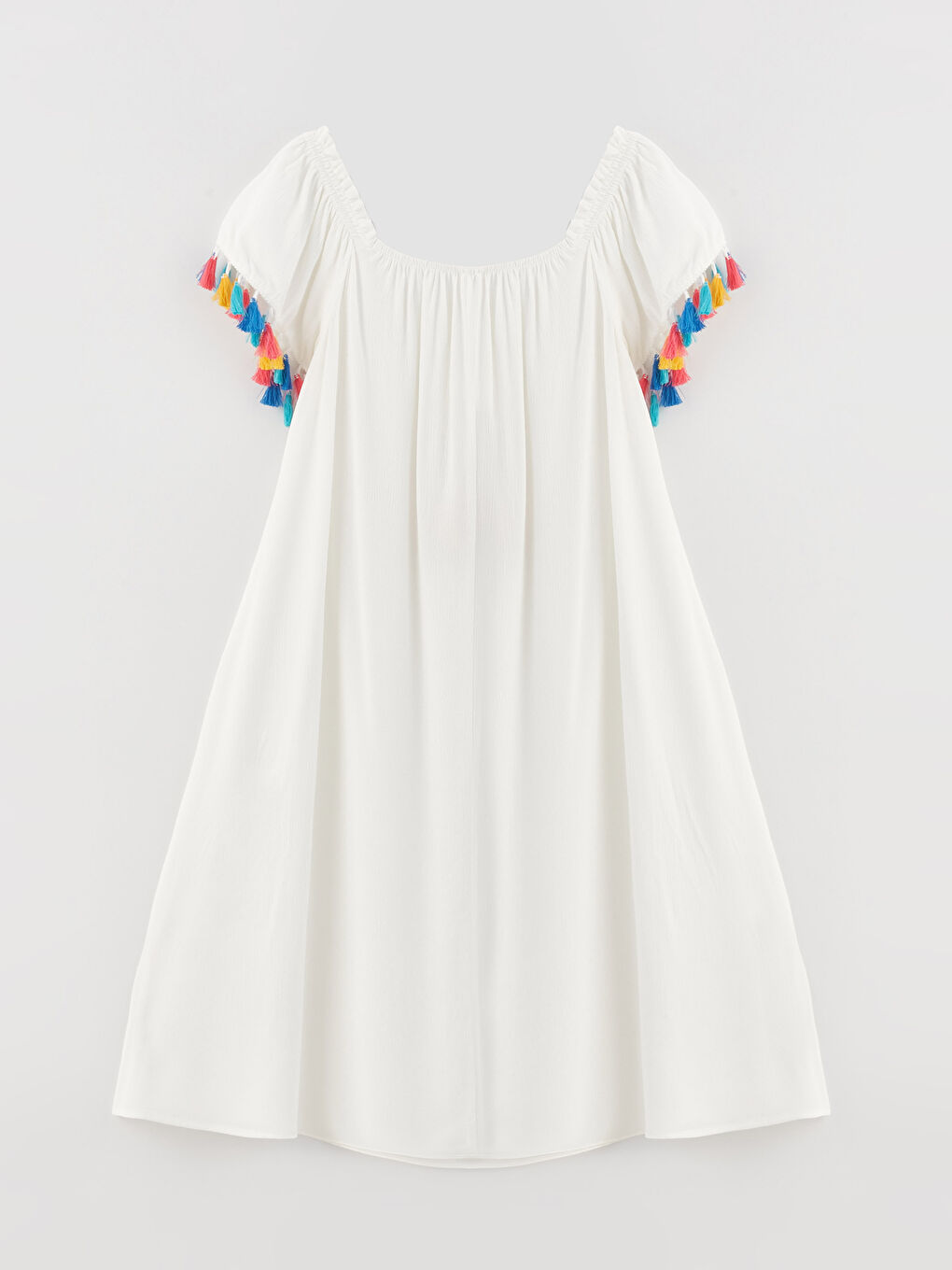 Women's Heart Neck Tassel Detailed Beach Dress -S30087Z8-FDU - S30087Z8