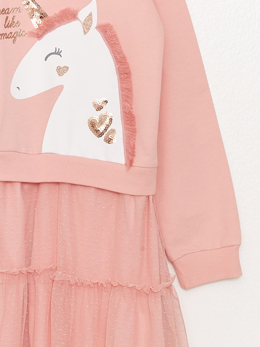 Crew Neck Printed Long Sleeve Girl Dress S30768Z4FGD S30768Z4FGD