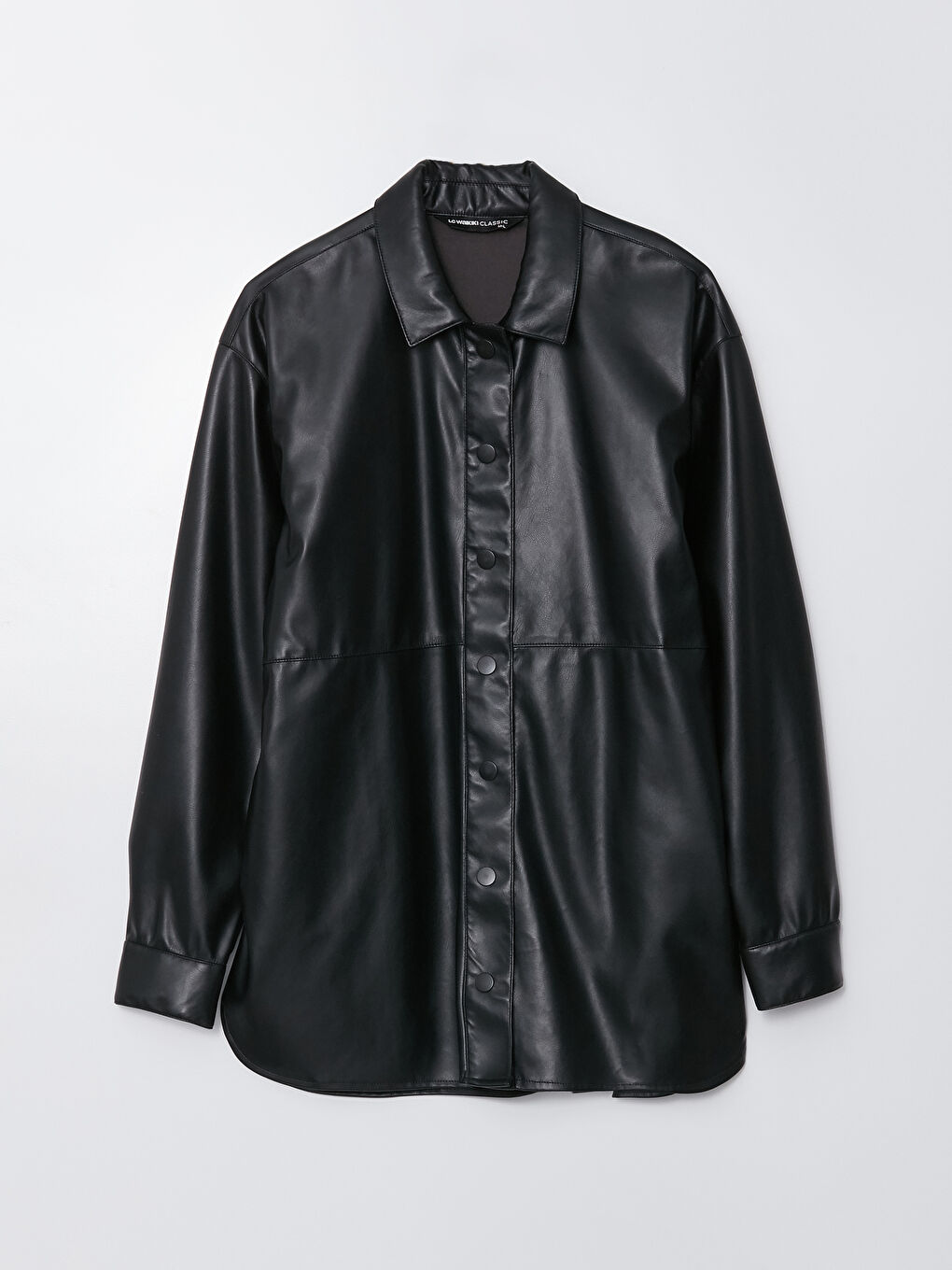 Plain Long Sleeve Faux Leather Women's Shirt Jacket Plain Long Sleeve Faux Leather Women's Shirt Jacket