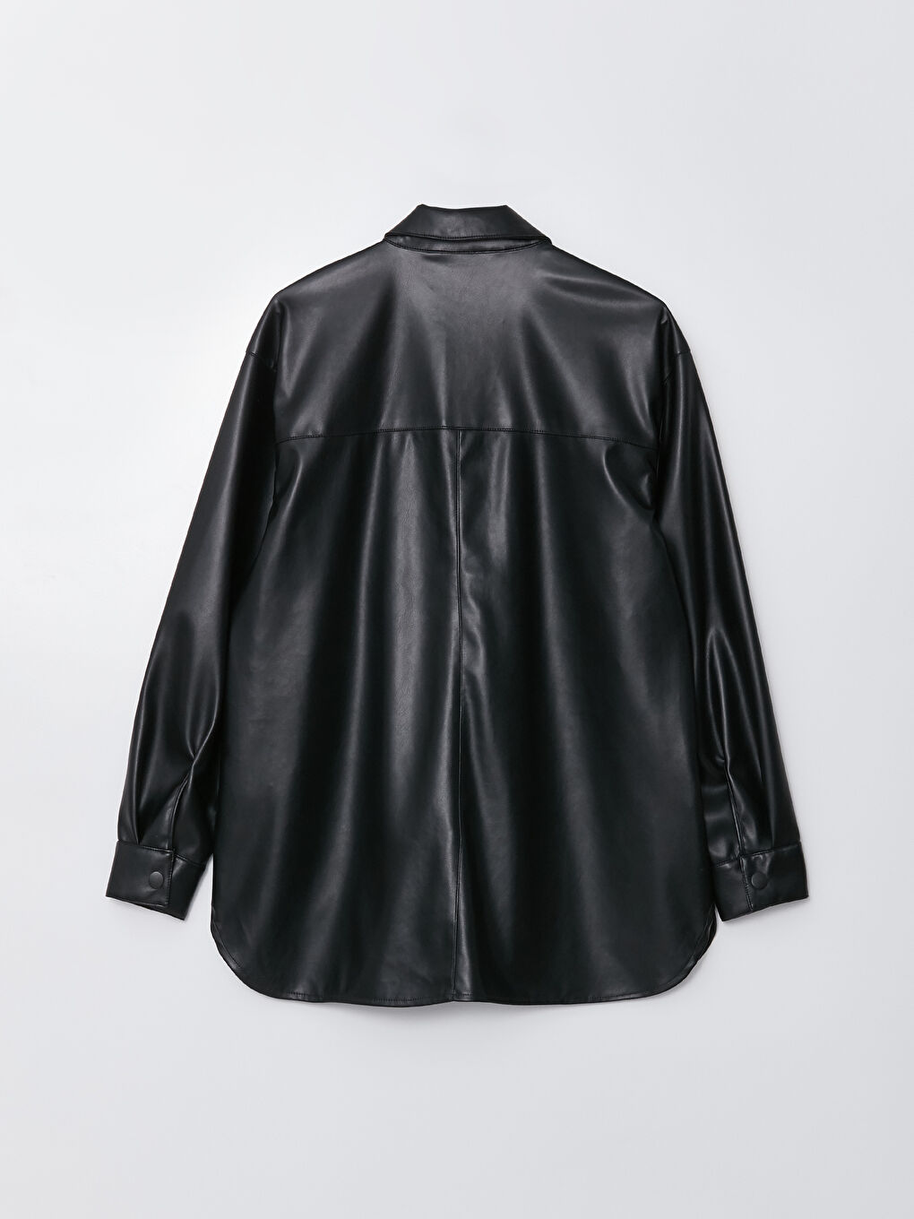 Plain Long Sleeve Faux Leather Women's Shirt Jacket Plain Long Sleeve Faux Leather Women's Shirt Jacket