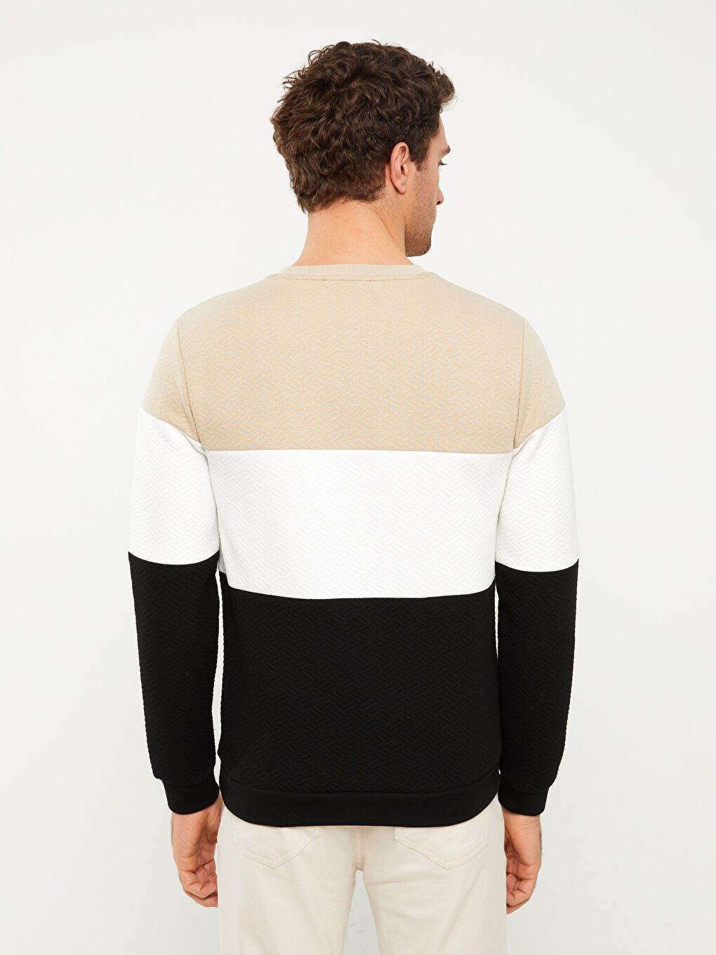 Crew Neck Long Sleeve Men's Sweatshirt with Color Block Crew Neck Long Sleeve Men's Sweatshirt with Color Block