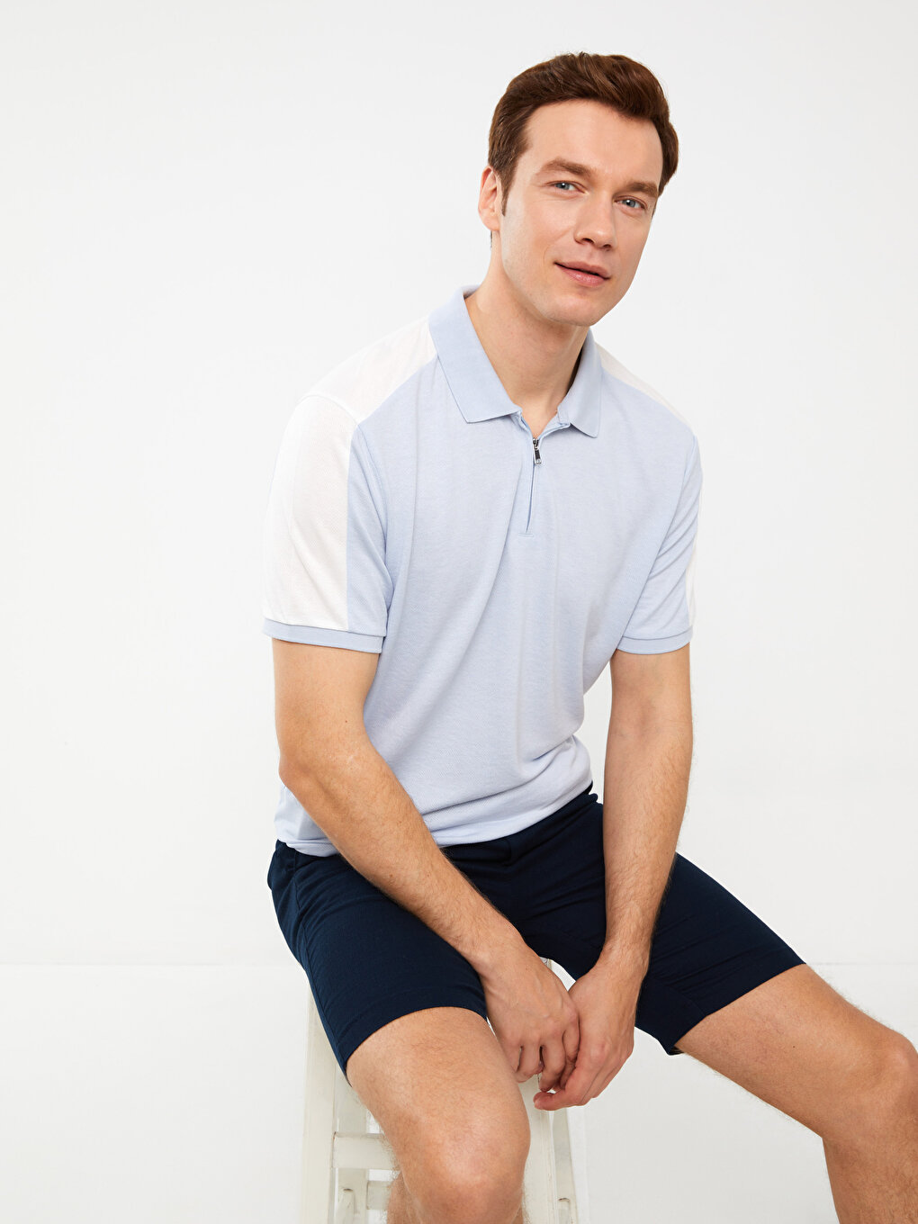 Polo Neck Short Sleeve Combed Cotton Men's T-Shirt -S33618Z8-J0M ...