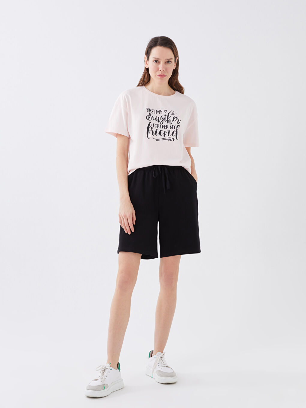 Women's Elastic Waist Plain Pique Shorts -S33856Z8-CVL