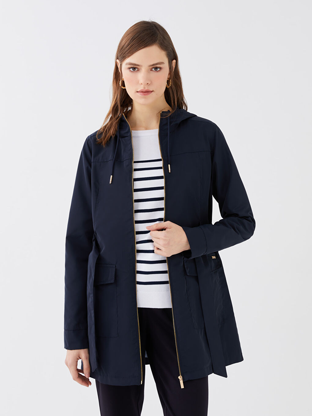 【爆買い！】 Sleeve Long Regular Hooded Women's -S34116Z8-DWP Coat ひざ丈ワンピース