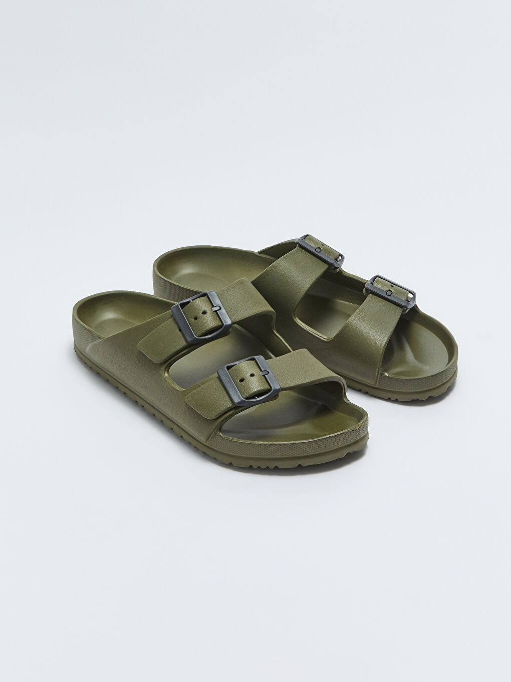 Double Band Buckle Detail Men's Slippers -S34129Z8-SCR