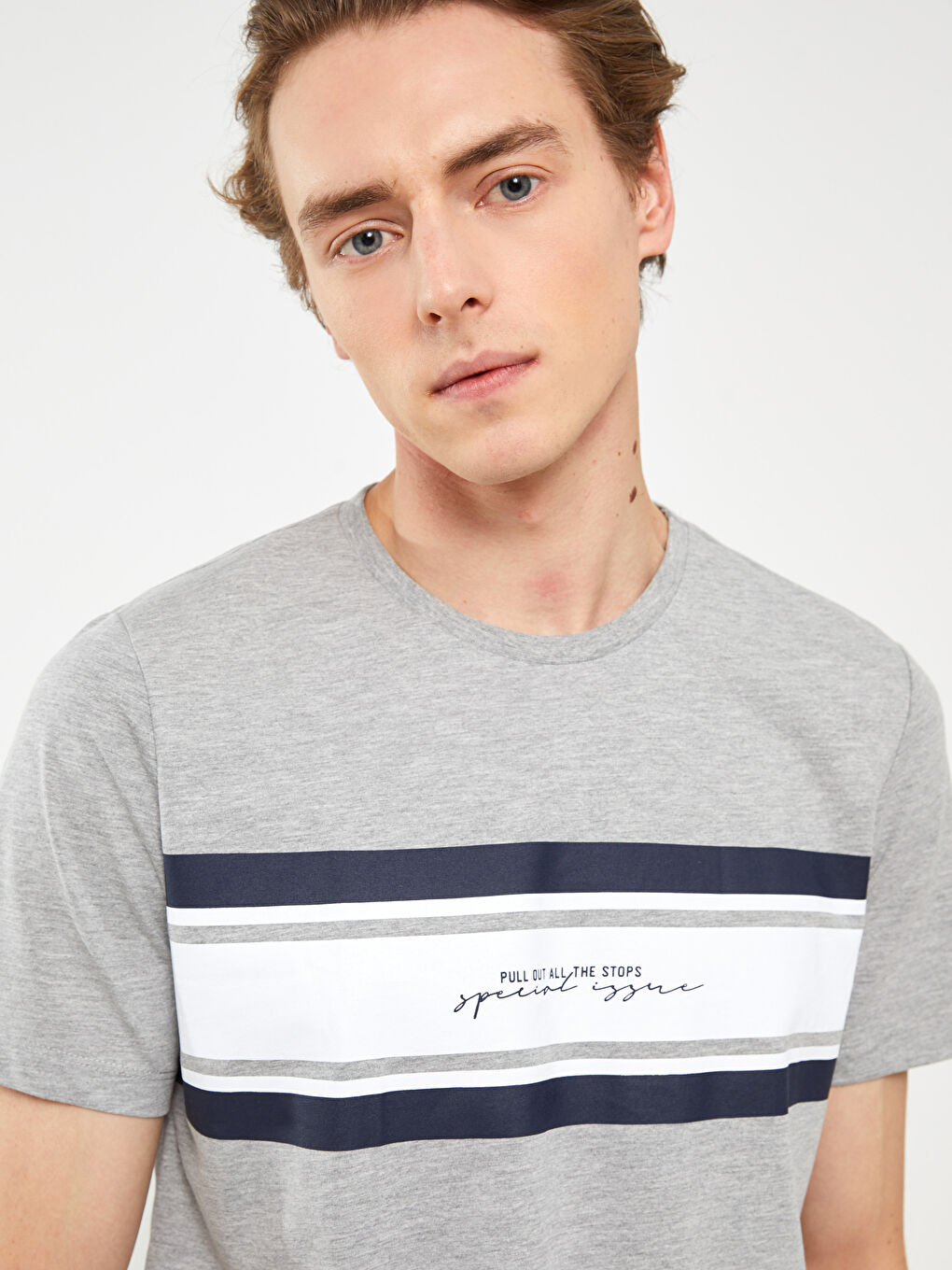 Crew Neck Short Sleeve Printed Combed Cotton Men's Tshirt S36719Z8