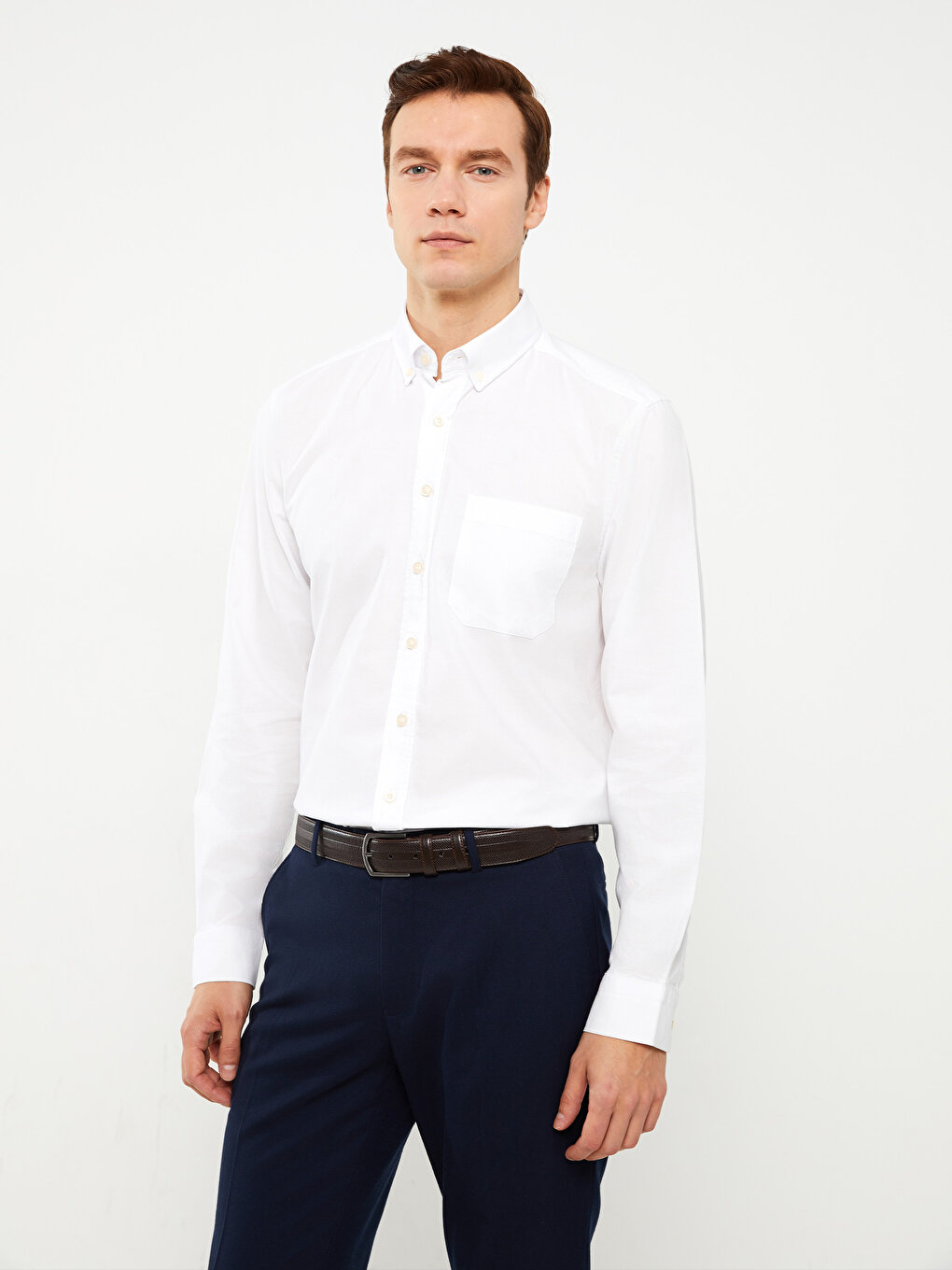 Regular Fit Long Sleeve Oxford Men's Shirt -S37231Z8-Q6K - S37231Z8-Q6K ...