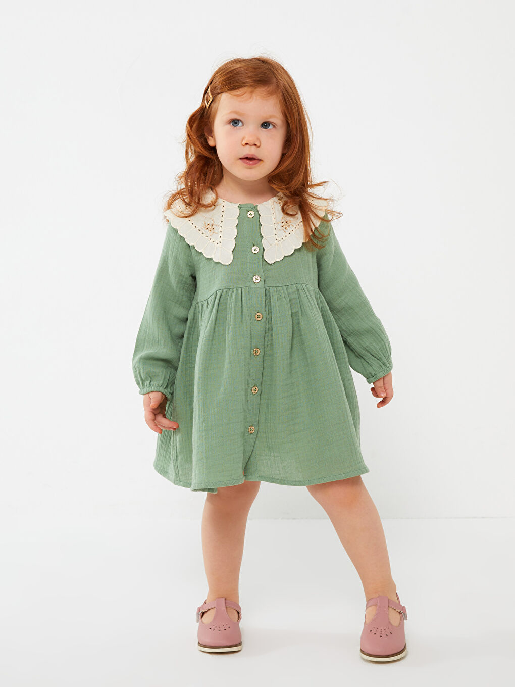 Bebe Collar Long Sleeve Baby Girl Dress S39314Z1FLD S39314Z1FLD