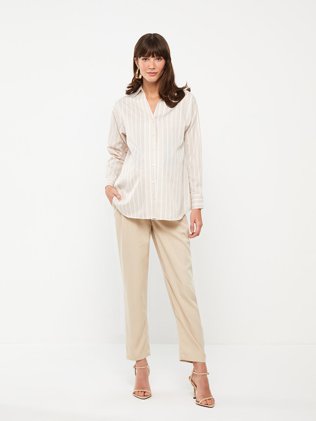 Striped Long Sleeve Poplin Maternity Shirt -S3AA18Z8-LE8 - S3AA18Z8-LE8 -  LC Waikiki