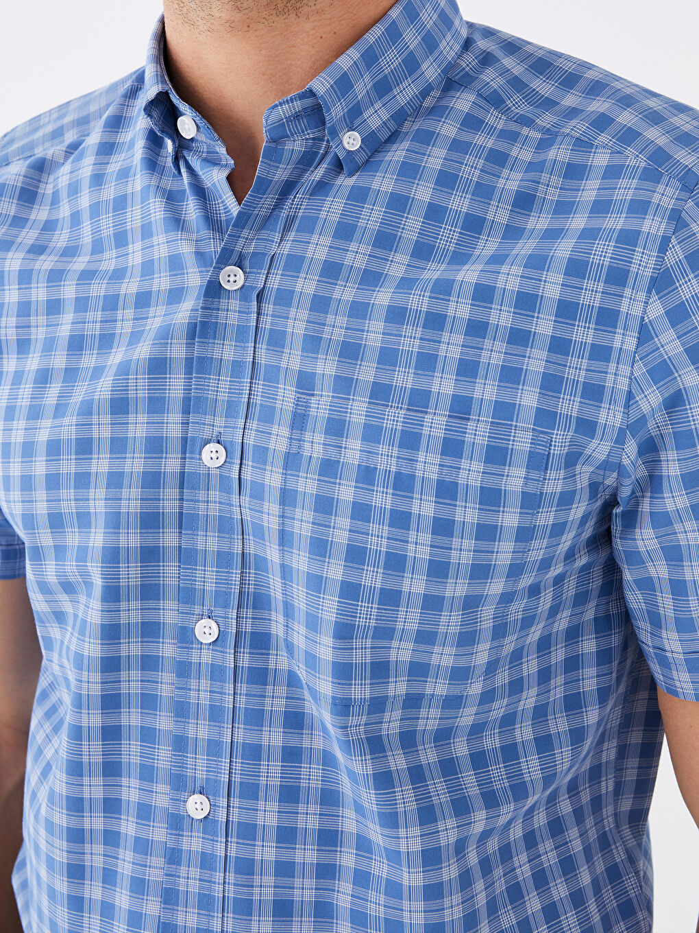 Regular Fit Short Sleeve Plaid Poplin Men's Shirt -S3AA82Z8 Regular Fit Short Sleeve Plaid Poplin Men's Shirt -S3AA82Z8